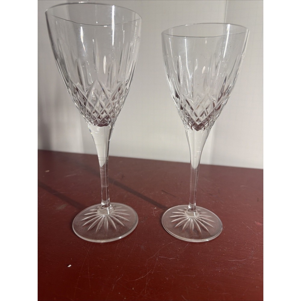2 Royal Doulton Earlswood Water Wine Glass Goblet 8" Tall + 7.75" Tall